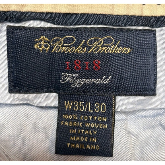 Brooks Brothers Fitzgerald Light Tan Straight Leg‎ Pants Mens 35 X 30 Cotton - Picture 8 of 9